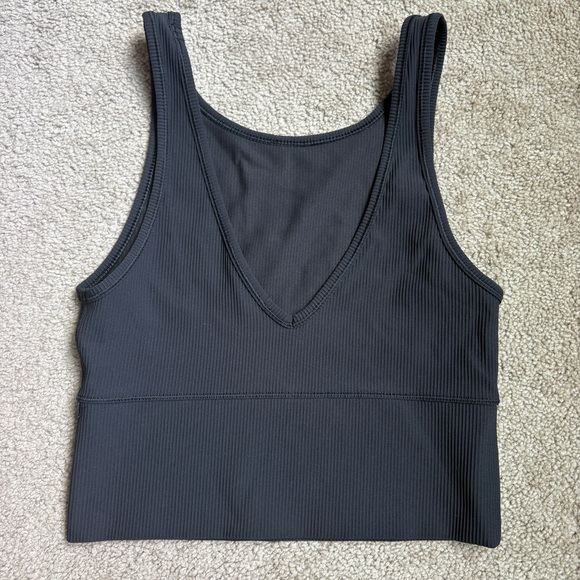 Lululemon Power Pivot Black Ribbed Athletic Tank Top Reversible! 6 - Picture 4 of 7
